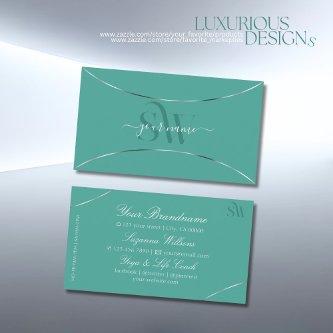 Plain Teal with Silver Decor and Monogram Modern