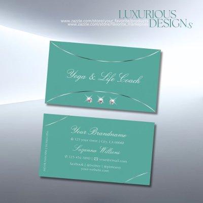 Plain Teal with Silver Decor and Sparkle Diamonds