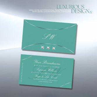 Plain Teal with Silver Decor Diamonds and Monogram