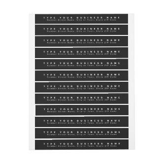 Plain Texts Black Business Return Address Slim Wrap Around Label