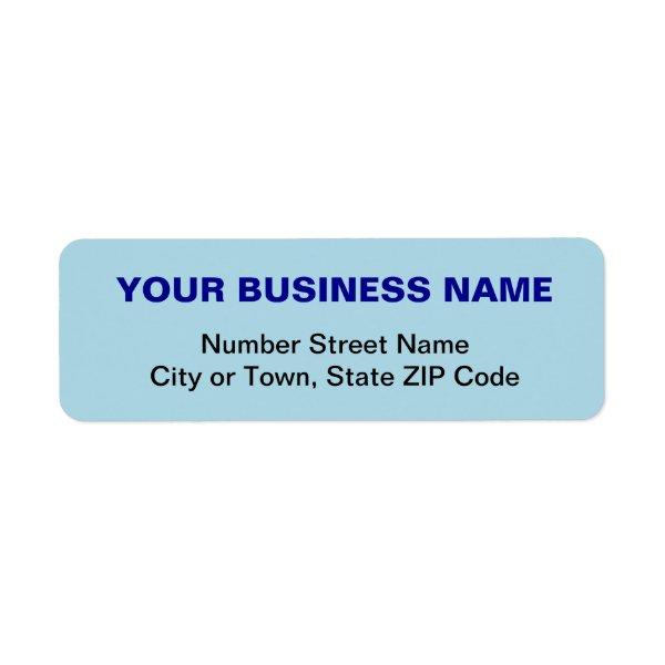 Plain Texts Light Blue Business Return Address Label