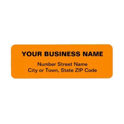 Plain Texts Orange Color Business Return Address Label