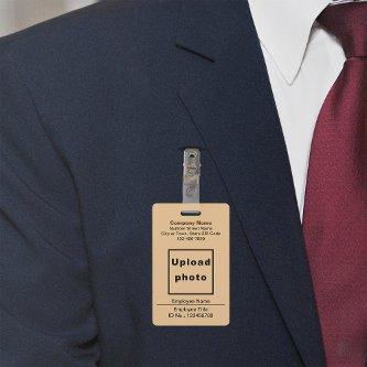 Plain Texts With Employee Photo Light Brown Badge