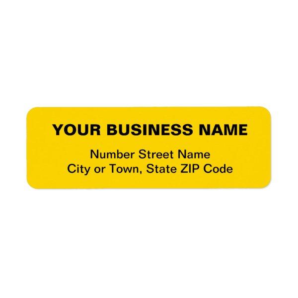 Plain Texts Yellow Business Return Address Label