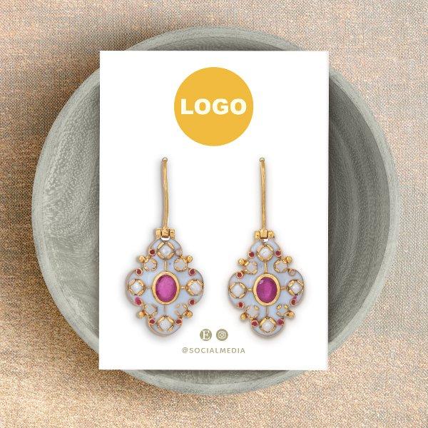 Plain White Add Your Logo Earring Display Card