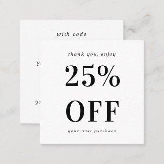 Plain White Modern Bold Typography Small Business Discount Card