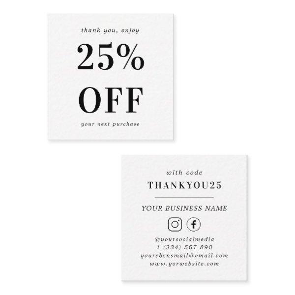 Plain White Modern Bold Typography Small Business Discount Card