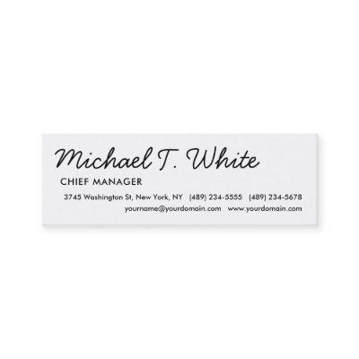 Plain White Modern Script Minimalist Slim Mini