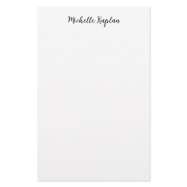 Plain White Simple Modern Name Edit Calligraphy Stationery
