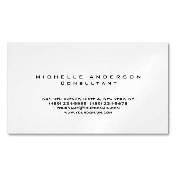 Plain White Simple Professional Minimalist  Magnet