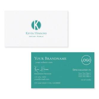 Plain White Teal Circle with Monogram and Logo