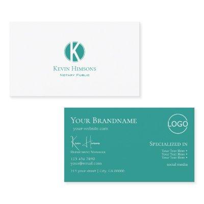 Plain White Teal Circle with Monogram and Logo