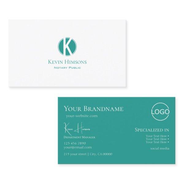 Plain White Teal Circle with Monogram and Logo