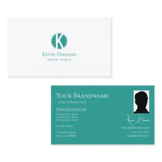 Plain White Teal Circle with Monogram and Photo