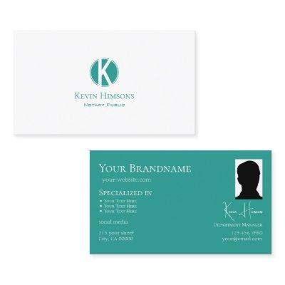 Plain White Teal Circle with Monogram and Photo