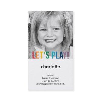 Playful Colors Mommy Card / Play Date Card