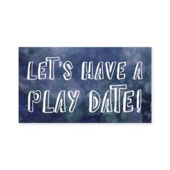 Playful Font Blue Bokeh Mommy Play Date Card