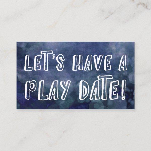 Playful Font Blue Bokeh Mommy Play Date Card