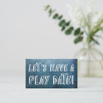 Playful Font, Blue Grunge Mommy Play Date Card