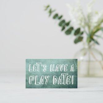 Playful Font, Green Grunge Mommy Play Date Card