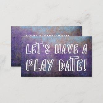 Playful Font, Purple Blue Mommy Play Date Card