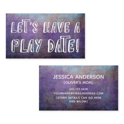 Playful Font, Purple Blue Mommy Play Date Card