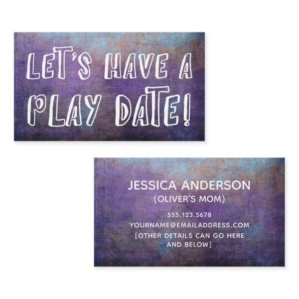 Playful Font, Purple Blue Mommy Play Date Card