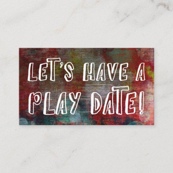 Playful Font Red Grunge Mommy Play Date Card