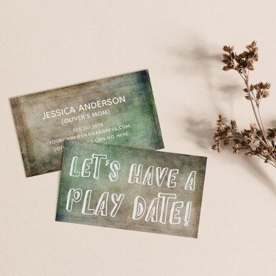 Playful Green Brown Grunge Mommy Play Date Card