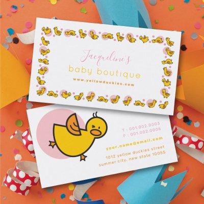 Playful Yellow Baby Duckies Ducklings & Pink Dots