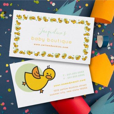 Playful Yellow Baby Ducks Cute Duckies Green Dots