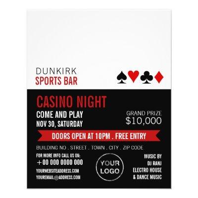 Playing Card Suits, Casino Night, Gaming Industry Flyer