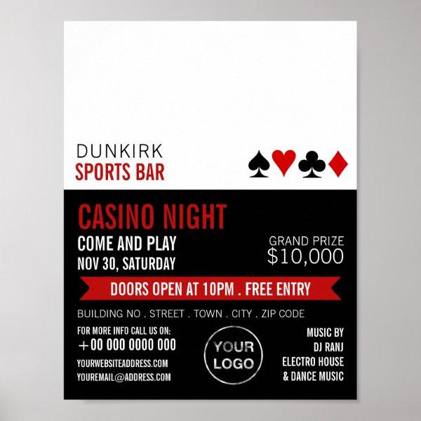 Playing Card Suits, Casino Night, Gaming Industry Poster
