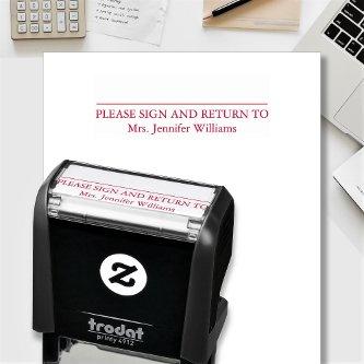Please Sign And Return Custom Name Self-inking Stamp