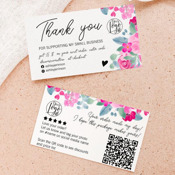 Plum floral script order logo thank you qr