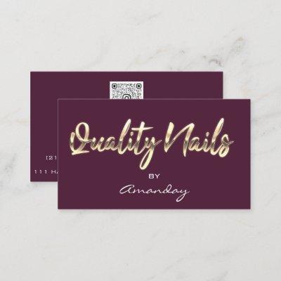 Plum Gold Quality Nail Script QR Code Logo