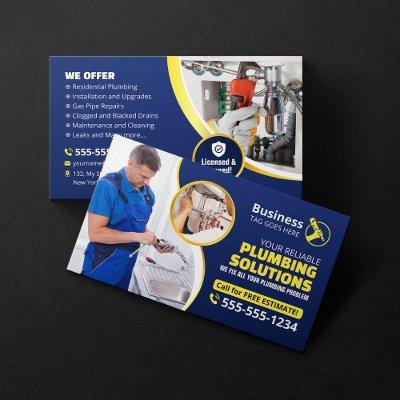 Plumber Plumbing Technician Contractor Blue Gold