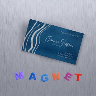 Plush Blue with Silver Abstract  Magnet