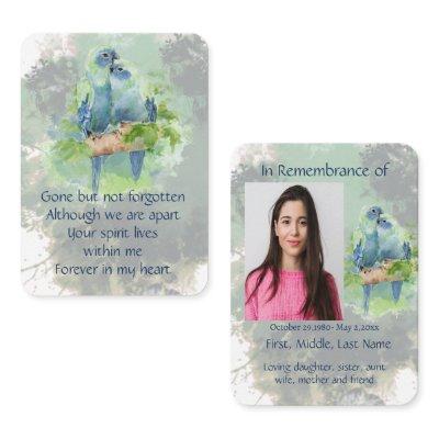 Pocket Keepsake Remembrance Tropical Parrots Blue
