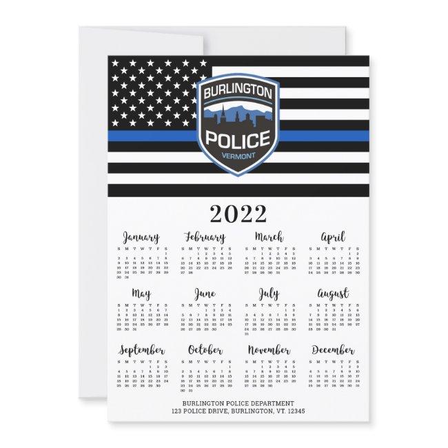 Police 2022 Thin Blue Line Logo 12 Month Calendar Holiday Card