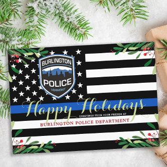 Police Department Christmas Thin Blue Line Holiday Postcard