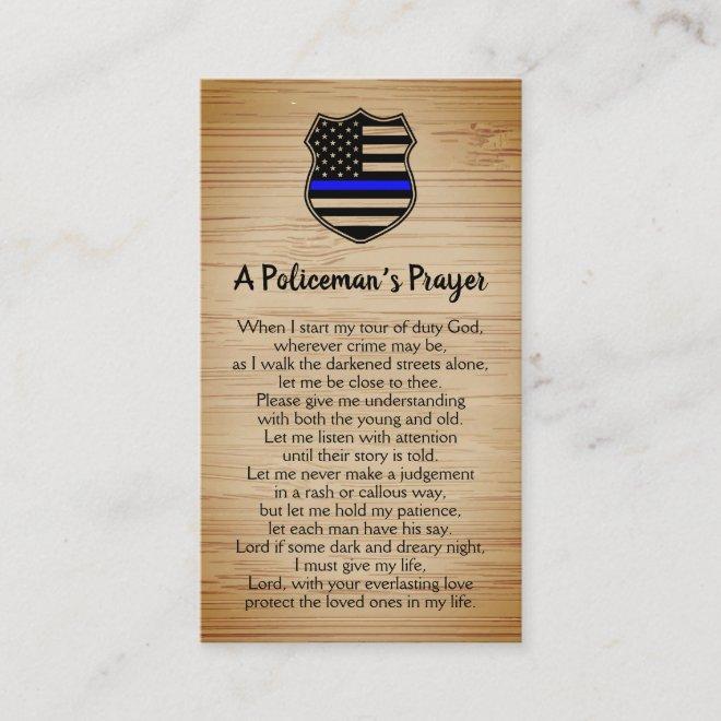 Police Officer Thin Blue Line Policeman's Prayer