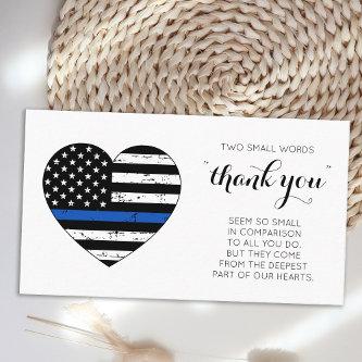 Police Thank You Thin Blue Line Flag Heart