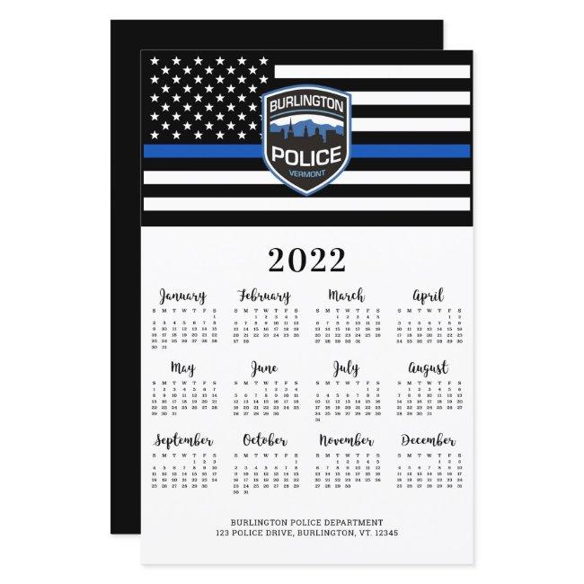 Police Thin Blue Line Logo 2022 Calendar Card