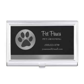 Polka Dot Dog Paw on Silver Pet Grooming Service    Case