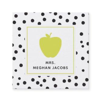 Polka Dot Neon Apple Teacher Square