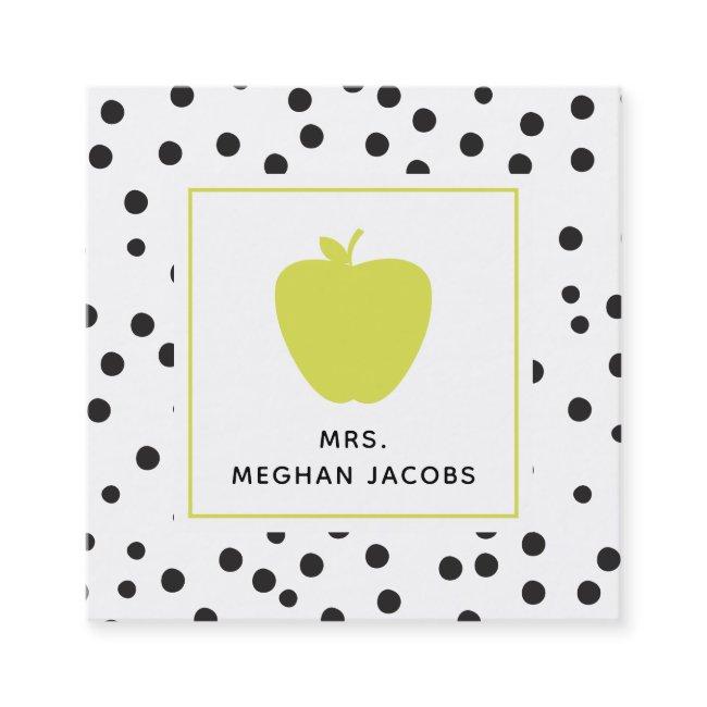 Polka Dot Neon Apple Teacher Square