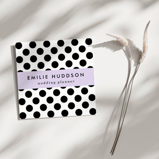 Polka Dots, Polka Dot Pattern, Black and White Square