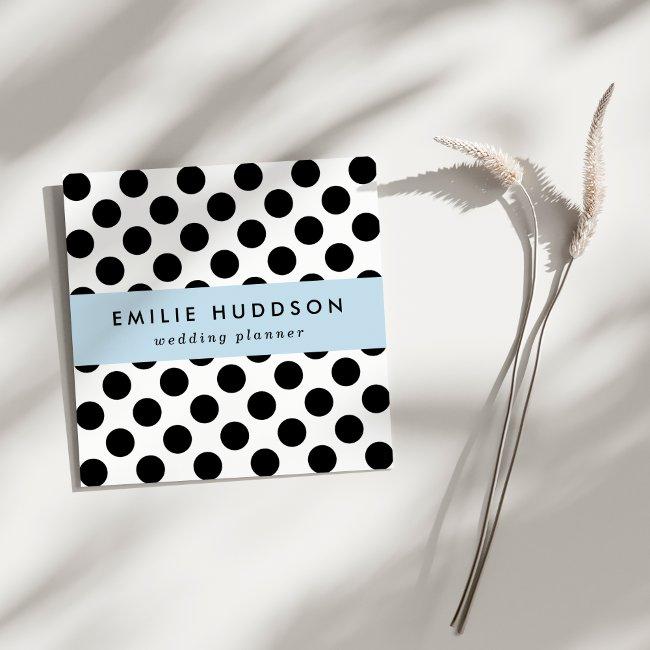 Polka Dots, Polka Dot Pattern, Black and White Square