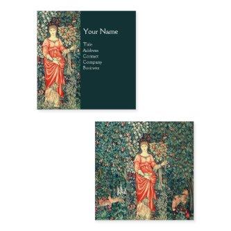 POMONA HOLDING FRUITS IN GREENERY, FOREST ANIMALS  SQUARE